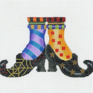 Witch Shoes Halloween Needlepoint Ornament Canvas/Hand Painted/18 mesh