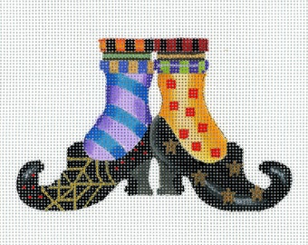 Halloween Handpainted Needlepoint - Witches shoes