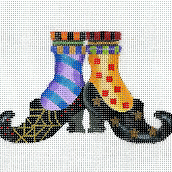 Halloween Handpainted Needlepoint - Witches shoes
