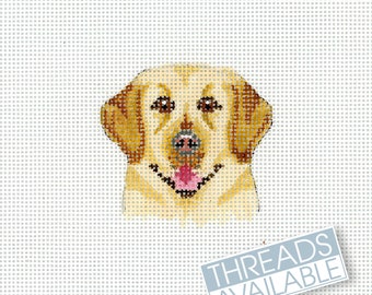 Yellow Labrador Retriever Needlepoint Canvas/Hand Painted Needlepoint Canvas/Tiny Dog Needlepoint Canvas