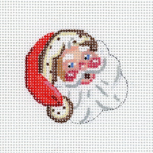 Hand Painted 13 mesh Needlepoint Santa Ornament - Laughing Santa