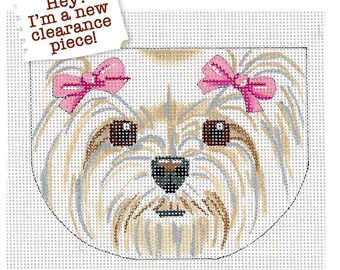 NEEDLEPOINT SALE/Maltese Dog Face /Hand Painted Needlepoint Dog Canvas