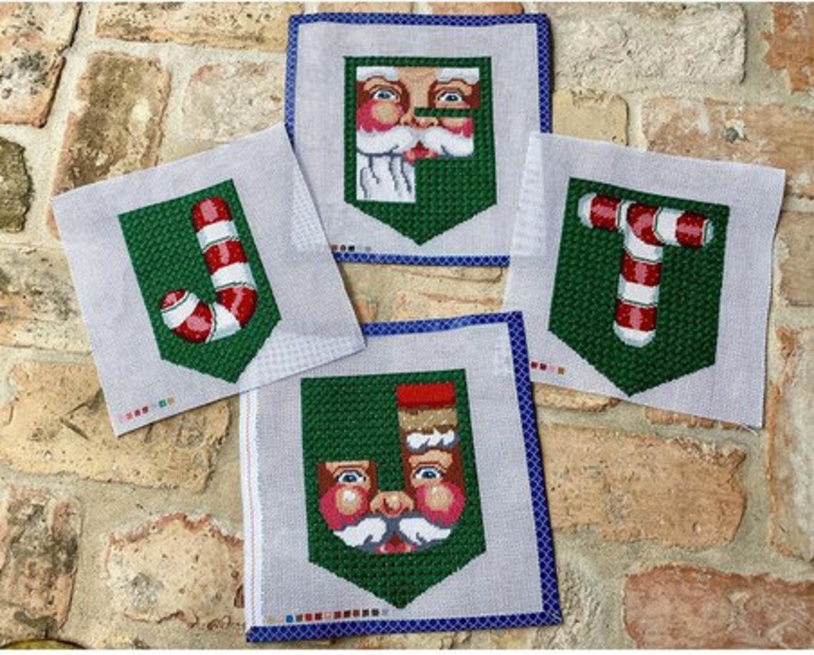 Needlepoint Monogram/painted Needlepoint Canvas/christmas Etsy