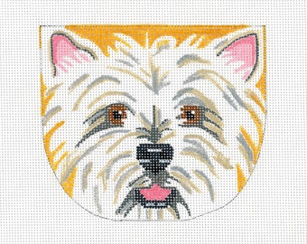 Needlepoint Dog Canvas - West Highland White Terrier Face Purse