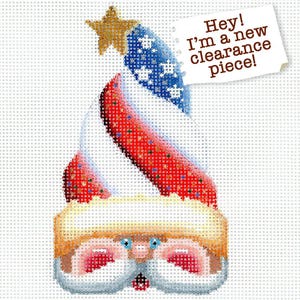 NEEDLEPOINT SALE/Santa Needlepoint/Hand Painted Needlepoint Santa /Patriotic Needlepoint American Flag Needlepoint /Christmas Needlepoint