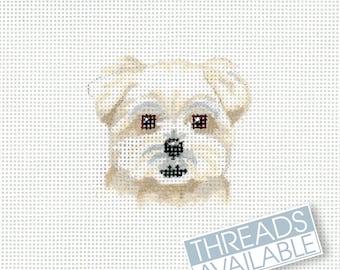 Maltese Puppy Needlepoint Canvas/Hand Painted Needlepoint Canvas/Tiny Dog Needlepoint