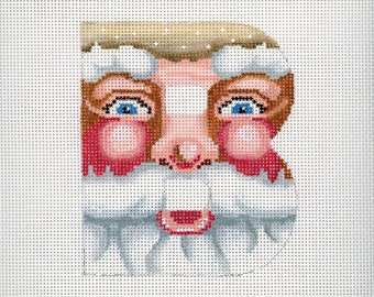 Needlepoint Santa Monogram / B / Hand Painted Needlepoint / Red and White