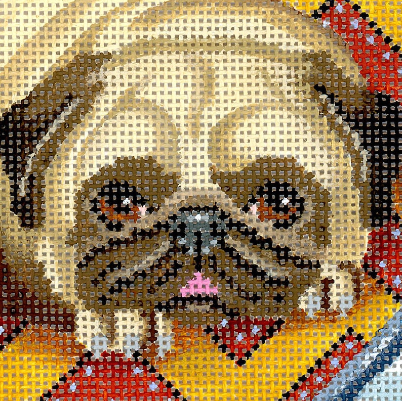 Dog Needlepoint Canvas/hand Painted Needlepoint Canvas/pug on Etsy