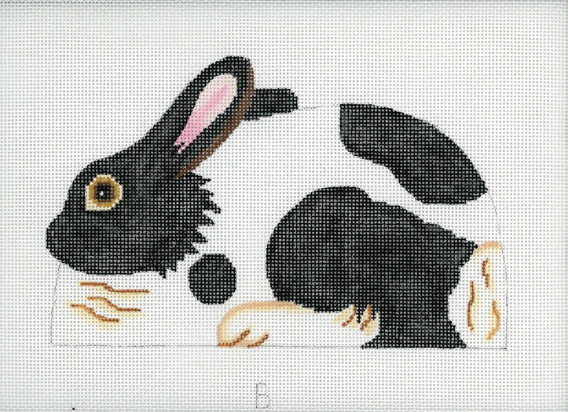 Needlepoint Handpainted Bunny Canvas Baby bunny front back Etsy