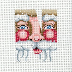 Needlepoint Santa Monogram / N / Hand Painted Needlepoint / Red and White