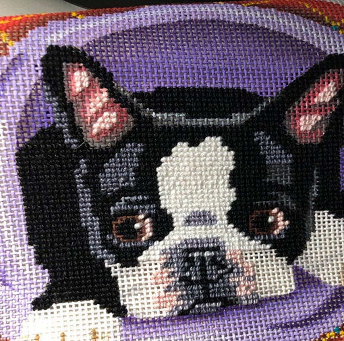 Dog Needlepoint Canvas/hand Painted Needlepoint Canvas/boston Etsy