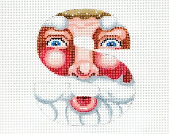 Needlepoint Santa Monogram / S / Hand Painted Needlepoint / Red and White