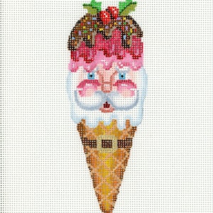 Santa Needlepoint Canvas / Bemalte Nadelnadel / Santa Ice Cream Cone