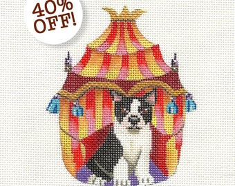 Hand Painted Needlepoint Dog Canvas - Boston Terrier