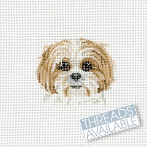 Needlepoint Shih-Tzu Canvas/Hand Painted Needlepoint Dog Canvas/Tiny Shih-Tzu Dog
