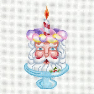 Santa Needlepoint Canvas / Painted Needlepoint / Santa Cake