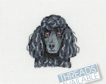 Tapiz de caniche negro / Lienzo de perro pintado a mano para tapiz de punto de cruz / Tapiz de caniche toy / Tapiz de caniche estándar para tapiz de punto de cruz / Lienzo de perro de 18 mallas