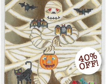 Lienzo bordado a mano Halloween - Momia enrollable