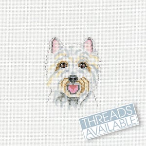 Westie Dog Needlepoint Canvas/Hand Painted Needlepoint Canvas/Tiny West Highland White Terrier
