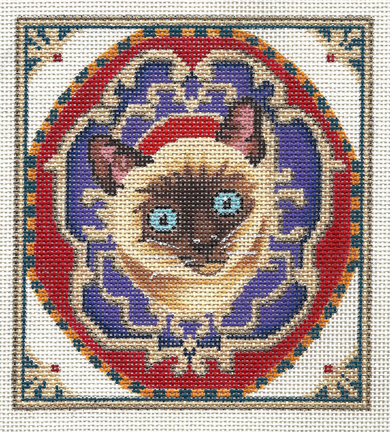 Needlepoint Cat Portrait Siamese Cat Etsy