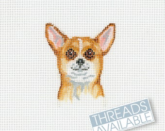 Chihuahua Needlepoint Canvas/Hand Painted Needlepoint Canvas/Tiny Dog