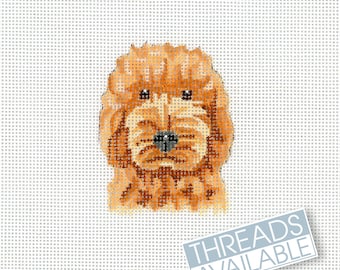 Goldendoodle Needlepoint Apricot / Dog Needlepoint Canvas / Hand Painted Needlepoint Canvas