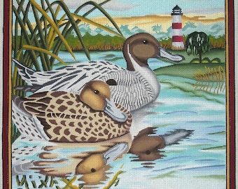 NEEDLEPOINT SALE /Hand Painted Needlepoint Bird Canvas / Duck Canvas