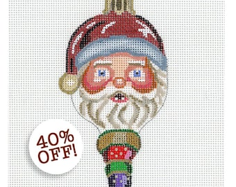 NEEDLEPOINT SALE/Santa Needlepoint/ Hand Painted Santa Needlepoint/Christmas Needlepoint