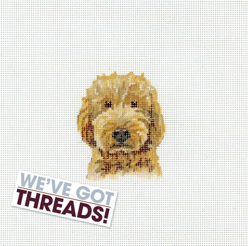 Goldendoodle Needlepoint  \/ Dog Needlepoint Canvas \/ Hand Painted Needlepoint Canvas
