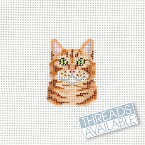 Red Tabby Cat Needlepoint Canvas/Hand Painted Needlepoint Canvas/Tiny Cat Needlepoint Canvas