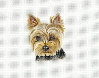 Yorkshire Terrier Needlepoint Canvas/Hand Painted Dog Needlepoint Canvas/Tiny dog needlepoint