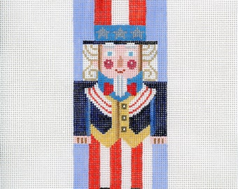 Uncle Sam Needlepoint in American Flag Colors / Patriotic Needlepoint / Red, White and Blue