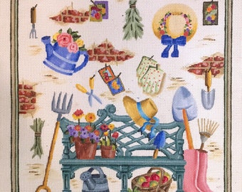 NEEDLEPOINT CLEARANCE SALE/ Needlepoint Garden Canvas/ Needlepoint Potting Shed