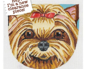 NEEDLEPOINT SALE/Yorkie Needlepoint/Yorkshire Terrier/Hand Painted Needlepoint Dog