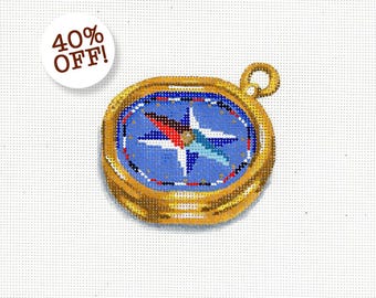 NEEDLEPOINT SALE/Patriotic Needlepoint/Compass/ Hand Painted Needlepoint