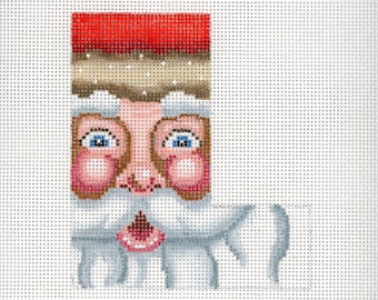 Needlepoint Santa Monogram / L / Hand Painted Needlepoint / Red and White