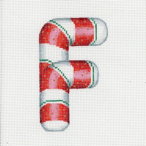 Needlepoint Monogram/Painted Needlepoint Canvas/Christmas Needlepoint/Needlepoint Chrismas Ornament/Candy Cane