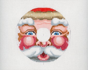 Needlepoint Santa Monogram / O / Hand Painted Needlepoint / Red and White