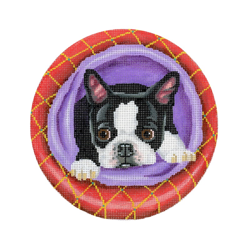Dog Needlepoint Canvas/hand Painted Needlepoint Canvas/boston Etsy