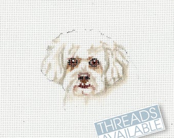 Bichon Frise Needlepoint/White Dog Needlepoint Canvas/Hand Painted Needlepoint Canvas
