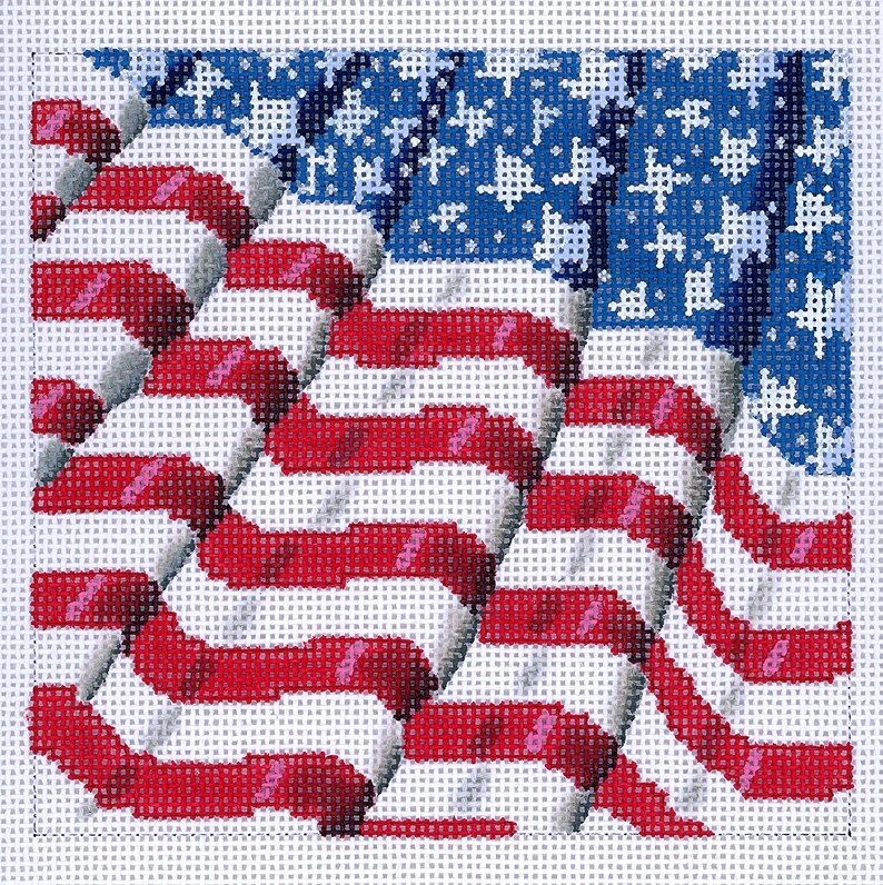 Needlepoint American Flag / Patriotic Needlepoint / Red White Etsy