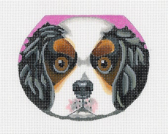 Needlepoint Dog Canvas - King Charles Spaniel Face Purse