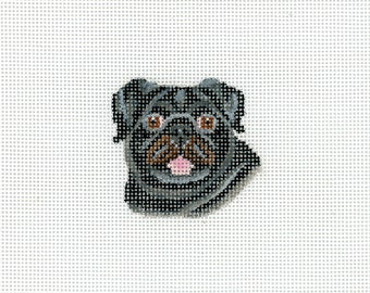 Pug Needlepoint Canvas/Hand Painted Needlepoint Canvas/Tiny Dog Needlepoint