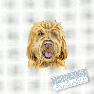 Goldendoodle Dog Needlepoint Canvas/Hand Painted Needlepoint Canvas/Tiny dog portrait