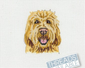 Goldendoodle Dog Needlepoint Canvas/Hand Painted Needlepoint Canvas/Tiny dog portrait