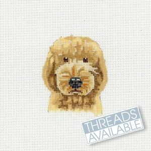 Goldendoodle Needlepoint Canvas/Dog Needlepoint Canvas/Hand Painted/18 mesh