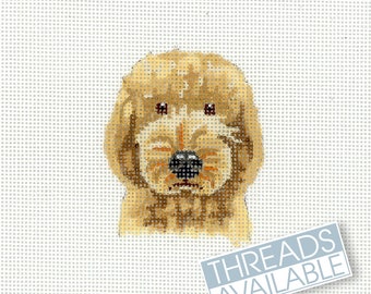 Goldendoodle Needlepoint  / Dog Needlepoint Canvas / Hand Painted Needlepoint Canvas