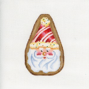 Santa Needlepoint / Painted Needlepoint / Hand Painted Santa Canvas / Red / Santa Cookie