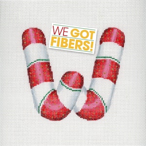 Needlepoint Monogram/Painted Needlepoint Canvas/Christmas Needlepoint/Needlepoint Chrismas Ornament/Candy Cane