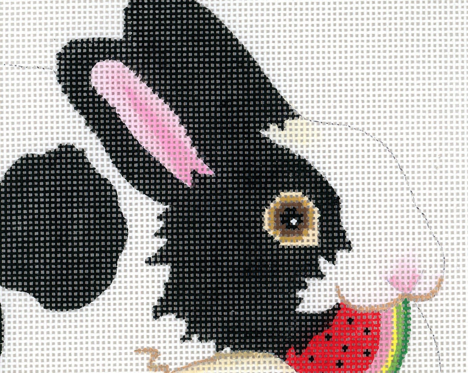 Needlepoint Handpainted Bunny Canvas Baby bunny front back Etsy